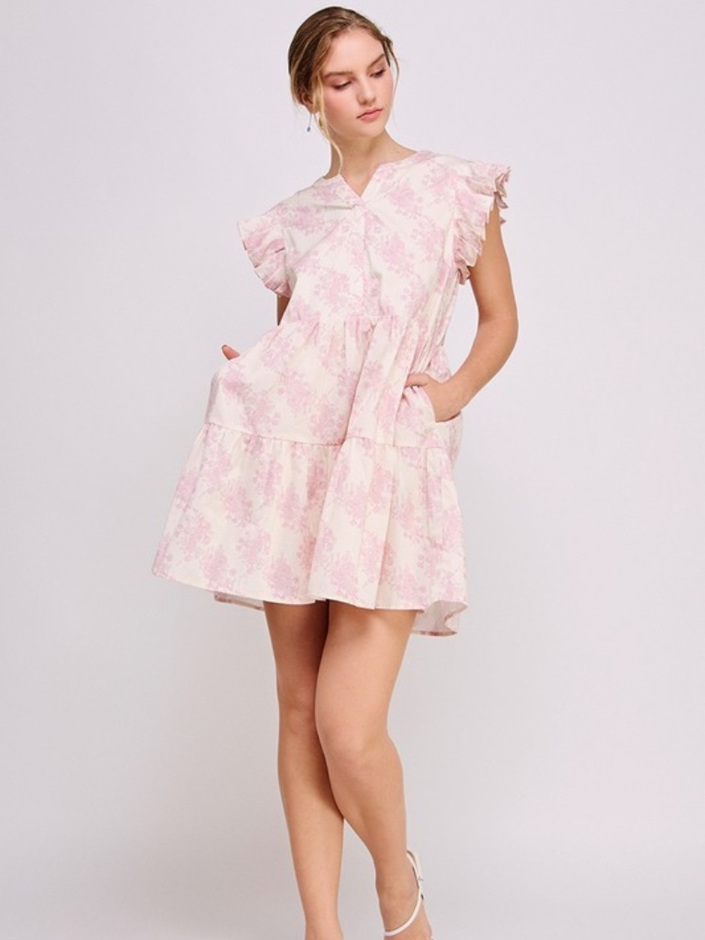 Ruffle Sleeve Floral Mini Dress